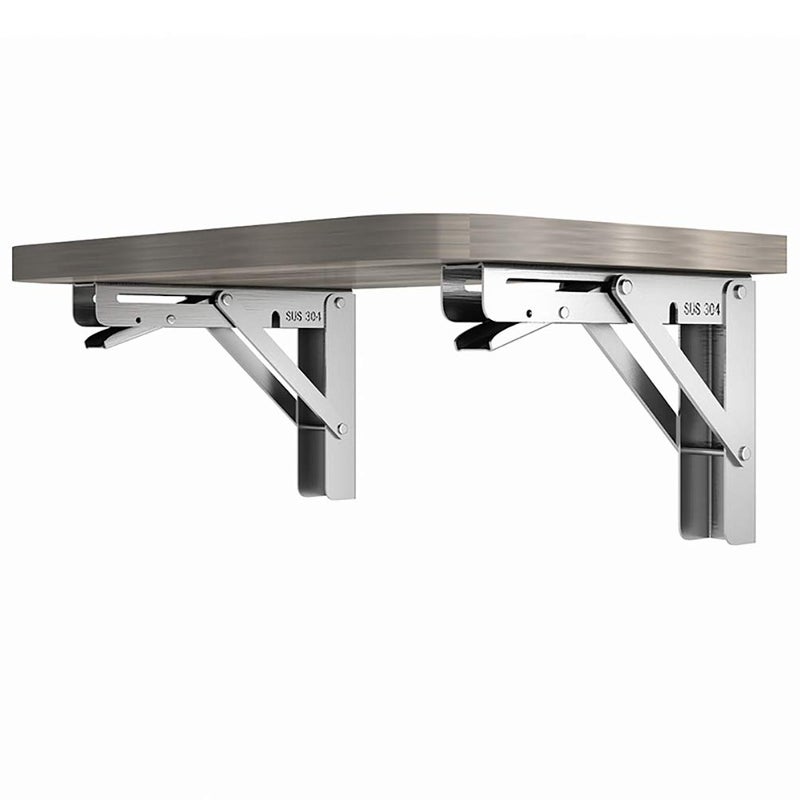 NObranded 2PCS 10 Inch Length Stainless Steel Triangle Folding Angle Bracket Adjustable Wall Mounted Durable Bearing Shelf Bracket DIY Home Table Bench - Image 2